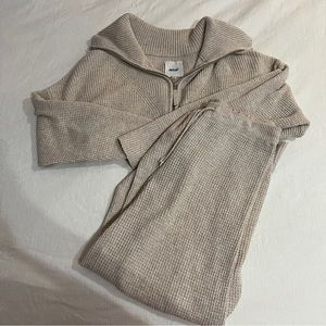 Aerie CozyUp Waffle Knit Quarter Zip Sweater Set